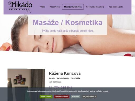 nabízíme kombinované masáže, masáž celého těla, lymfatickou a medovou masáž za příjemné ceny.