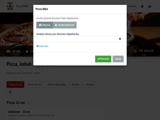 rozvoz pizza hranice, pizza m&a | objednej online - jídlo365.cz