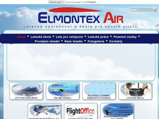 elmontex air - letecké práce, letecká škola, seznamovací (vyhlídkové) lety plánování letů +420 702 209 570 jsme letecká společnost, divize ostravské společnosti elmontex a.s. jsme také letecká škola (ato-027) pro výcvik pilotů od kategorie ull přes ppl až do úrovně mep ir. provádíme vysoce specializované letecké práce především pro veterinární účely v celoevropském měřítku, pronajímáme letadla ...více