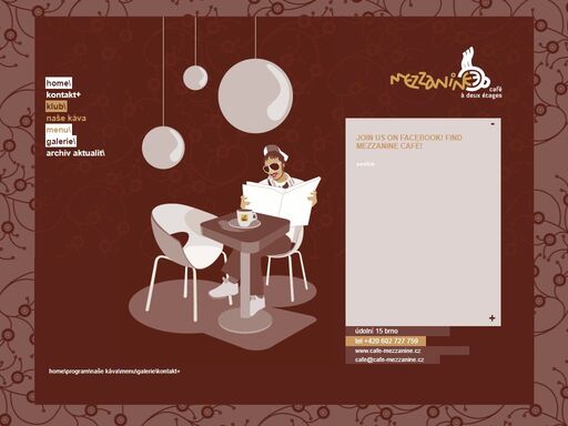 café mezzanine, údolní 15 brno, tel +420 602 727 759