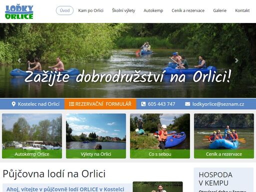 loďky orlice – zažijte dobrodružství na orlici! rezervujte si lodě a vybavení online.