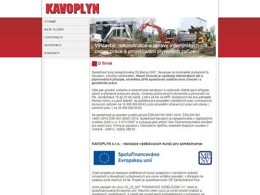 kavoplyn - spol. s r.o. roman horký a luboš  makáň, výstavba, rekonstrukce a opravy inženýrských sítí, zemní práce a projektování plynových zařízení