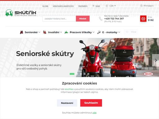 značkové elektro skútry a elektromotorky bez řidičáku, elektrické pracovní tříkolky, skládací elektrické invalidní vozíky a skútry pro seniory selvo.