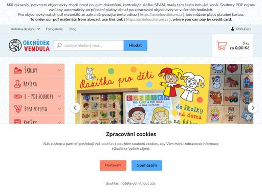 obchůdek vendula, originální barevné veselé obrázky od venduly hegerové: plecháčky, drobné dárky, knížky, dětská tvorba, speciální nabídka pro školy a školy 