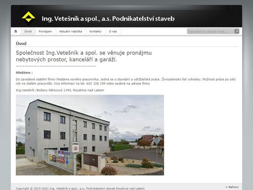 ing.vetešník a spol., a.s. podnikatelství staveb roudnice nad labem.