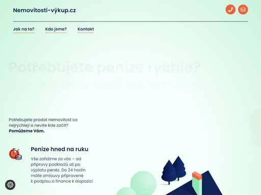 potřebujete peníze? a to rychle? vykoupíme od vás byt, dům, pozemek či jinou nemovitost. náš realitní makléř provede odhad tržní ceny a předloží dokumentaci vedení naší společnosti, které během následujících pěti pracovních dnů rozhodne o dalším postupu.