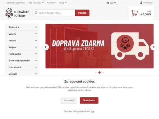kuchařské vybavení a gastro zařízení profesionální kvality. v naší nabídce naleznete profesionální hrnce, pánve, nože a další gastronomický inventář.