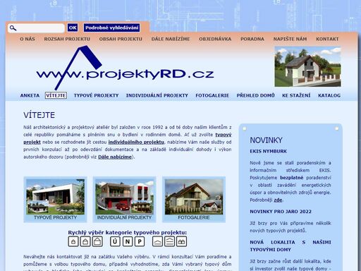 projektyrd.cz – architektonická a projektová kancelář – projekty rodinných domů – typové a individuální projekty – energeticky úsporné, nízkoenergetické a pasivní domy