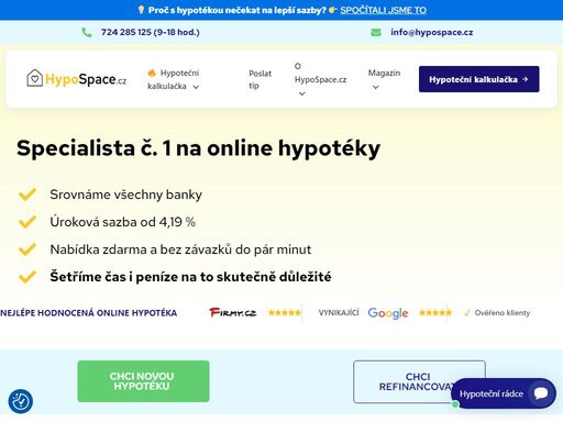 sjednejte si nejvýhodnější hypotéku online od 4,19 % s hypospace.cz - rychle, snadno, online, efa certifikací a s garancí nejnižší možné sazby na trhu.