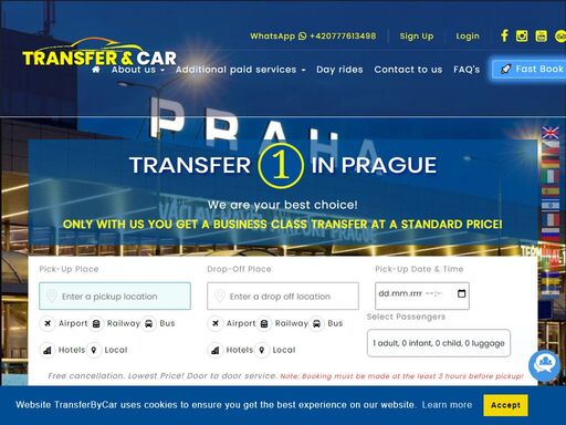 . comfortable & reliable transport from prague airport (airport taxi) directly to your hotel.  
prague airport taxi from václav havel airport to your hotel or city centre of prague. pre-book your reliable, trained driver & avoid hidden fees.