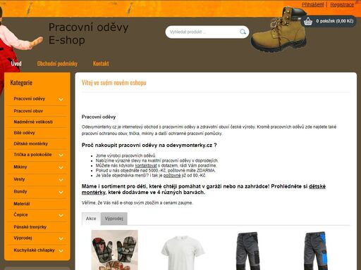 eshop - prodej pracovních oděvů, triček , mikin, vest  a čepic všech barev. tuzemská výroba montérek pro děti a dospělé, standartních velikostí i nadměrů.