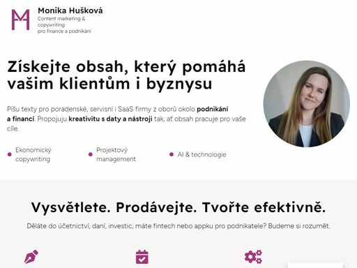 slova a čísla si rozumí. píšu o ekonomických tématech tak, ať texty dávají smysl zákazníkům i vašemu byznysu. zjistěte, jak pomůžu právě vám.