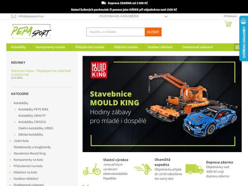půjčovna terénních elektro koloběžek pepe bike a horských elektrokol fat e-bike. prodej a servis koloběžek pepe bike. prodej a servis koloběžek crosco včetně náhradních dílů. prodej britského sportovního oblečení dare2b a regatta