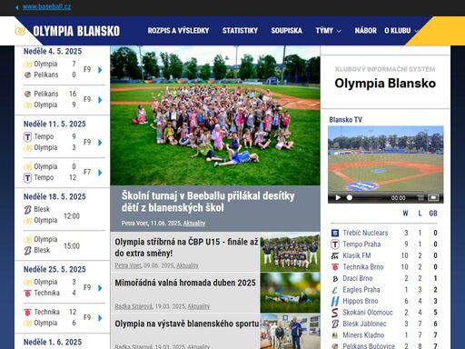 stránka věnovaná baseballovému klubu olympia blansko