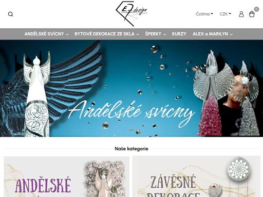 široký výběr andílků ze skla a z kvalitních materiálů. ručně vyráběné produkty zdobené zlatem, platinou a minerály. rychlé dodání a skvělé ceny, kromě skleněných dekorací, andělů a šperků nabízíme i další produkty, které vytvoří ve vašem domě příjemnou a útulnou atmosféru. jsou vhodné jako dárek k narozeninám, vánocům, svatbě i křtinám.