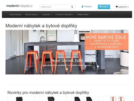 e-shop se zaměřuje na moderní nábytek převážně barové židle, moderní křesla a konferenční stolky.  moderní nábytek je vybírán s důrazem na cenu a kvalitu.