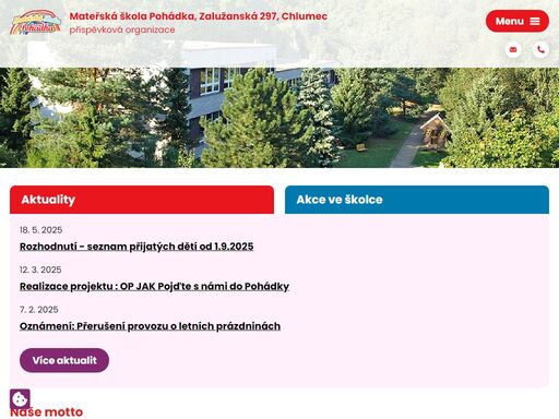 naše mateřská škola stojí v panelovém sídlišti uprostřed školní zahrady. 