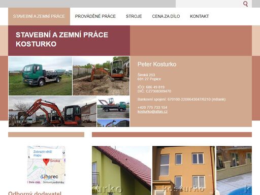 stavební a zemní práce s traktorbagrem jcb 3cx super nebo otočným pásovým bagrem terex schaeff, bourací a výkopové práce, základové desky, terénní úpravy, montáž železobetonových jímek a bazénů.