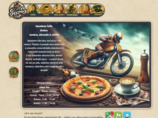 speedway caffe, káva divišov, adrenalinové jízdy, pizza v divišově, plochá dráha divišov, speedway divišov speedway caffe divišov – užijte si skvělou kávu, čerstvou pizzu a adrenalinové jízdy na motorkách či čtyřkolkách. ideální zábava pro rodiny i přátele!