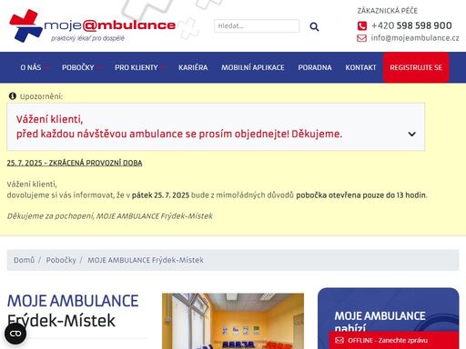 moje ambulance – největší síť ordinací praktických lékařů pro dospělé v čr. 12hodinová ordinační doba, online registrace i objednávka, hrazeno ze zp. 