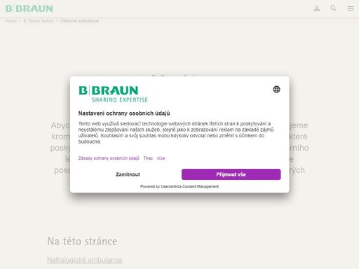kromě nefrologické péče b. braun avitum poskytuje i poradenství a služby oborech, jako je urologie, chirurgie, ortopedie, interní lékařství a nutrice. máme i poradny hojení ran pro pacienty s komplikovanými ranami a také pro stomické pacienty.