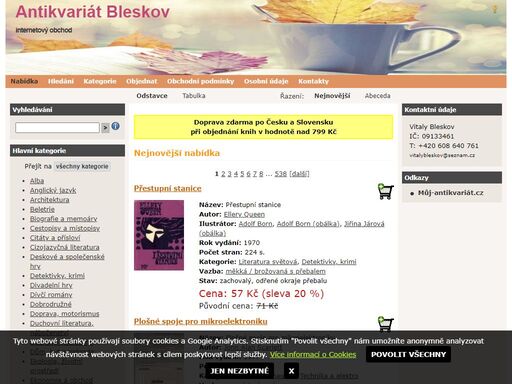 antikvariát bleskov je zásilkový obchod s použitými knihami
