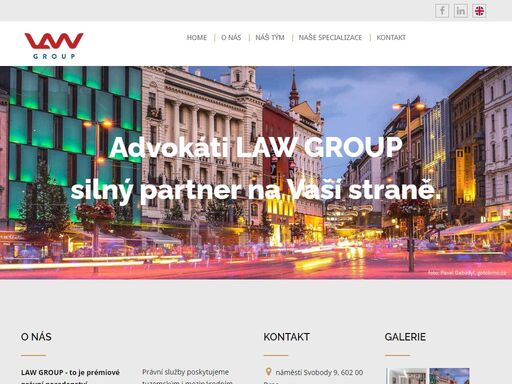 advokátní kancelář law group se sídly v brně a v praze sdružuje zkušené advokáty se specializací zejména v oblastech obchodního, občanského a trestního práva. pro dosažení co nejvyšší kvality poskytovaných právních služeb byl sestaven tým, který úspěšně hájí zájmy obchodních společností, fyzických osob i nadnárodních korporací v tuzemsku i v zahraničí.