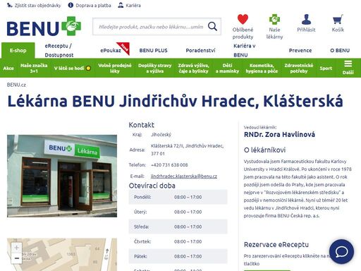 ?lékárna disponuje rozšířeným sortimentem dermokosmetiky, dětské a zdravé výživy a geriatrické péče. těší se na vás zkušený personál.?