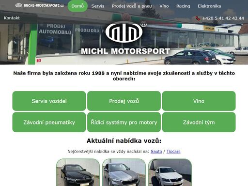 prodejna a servis aut, prodej vína znovín znojmo, vývoj a výroba řídících systémů motorů, prodej závodních pneu goodyear, reklama na závodních vozech