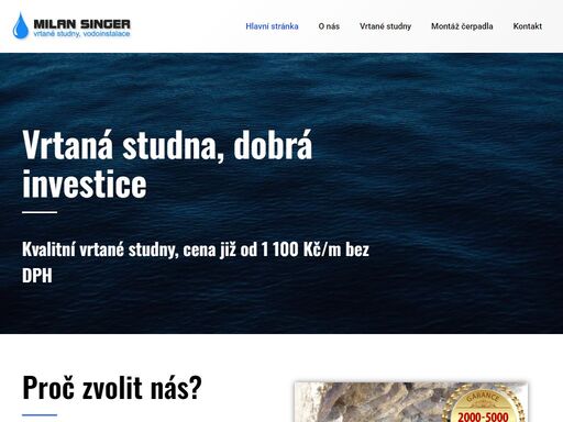 vrtání studní, vrtané studny vyhledání pramene se zárukou. možnost dodání kompletního díla včetně projektové dokumentace až po vodoinstalaci a montáž čerpadel.