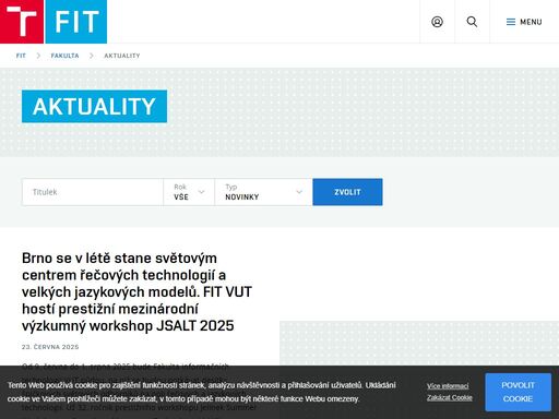 fakulta informačních technologií je moderním mezinárodně uznávaným vysokoškolským pracovištěm a centrem špičkového výzkumu v nejrůznějších oblastech informačních technologií – od hardware přes inteligentní systémy až po multimédia. v moderním kampusu s unikátním vybavením nabízí studentům vysoce ceněné vzdělání v oblasti it ve všech stupních studia: v tříletém bakalářském, navazujícím dvouletém magisterském i ve čtyřletém doktorskem.