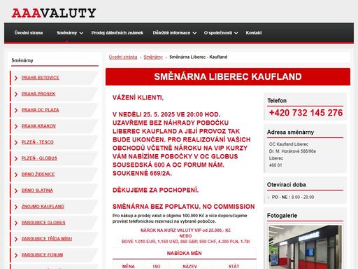směnárna liberec kaufland a firma euroexchange s.r.o. se zabývá směnárenskou činností a nabízí online kurzy včetně vip kurzovního lístku.