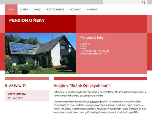 vítejte v bráně orlických hor! příjemné ubytování v poklidné vesnici líšnice nedaleko města žamberk. ideální místo, kde strávit váš odpočinek s rodinou.