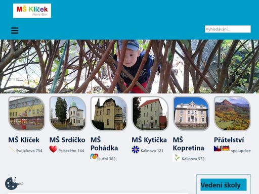 mš klíček, mš srdíčko, mš pohádka, mš jablíčko, mš kytička nový bor