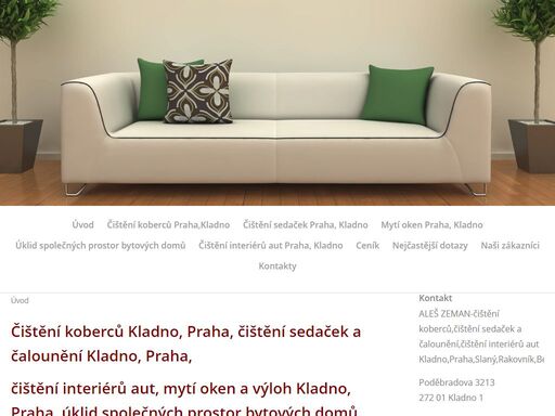 provádíme čištění koberců, čištění sedaček a čalounění, čištění interiérů aut, mytí oken a výloh. našich služeb můžete využít ve městech kladno, praha, slaný, rakovník, beroun a v celém středočeském kraji. používáme výkonné profesionální stroje, nabízíme úklid domácností, firem i státních organizací. pro svj i soukromé majitele zajišťujeme úklid společných prostor bytových domů praha, kladno.