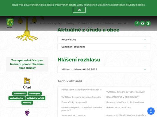 obec hrušky se nachází 8 km severovýchodně od břeclavi v rovinaté, jen místy zvlněné krajině v nadmořské výšce 175 m. geomorfologicky je celý katastr obce hrušky součástí dolnomoravského úvalu.