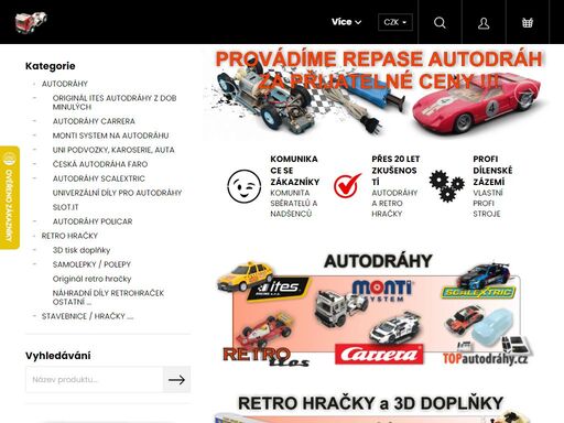 vítáme vás v našem internetovém obchodě. zabýváme  se prodejem, repasemi a výrobou okolo autodráh, retro hraček a doplňků k nim.
autodráhám rozumíme jak  retru, tak klasickým či digitálním jako je například autodráha ites, faro, carrera, nimco, scaletrix, scx a další  a rádi vám také autodráhy prodáme, zrepasujeme a…