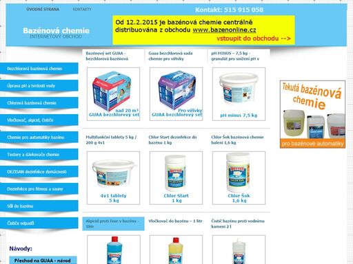 bazénová chemie chlorová i bezchlorová. bazénová chemie pro vnitřní a venkovní bazény. tekutá bazénová chemie pro rychlou úpravu bazénové vody.