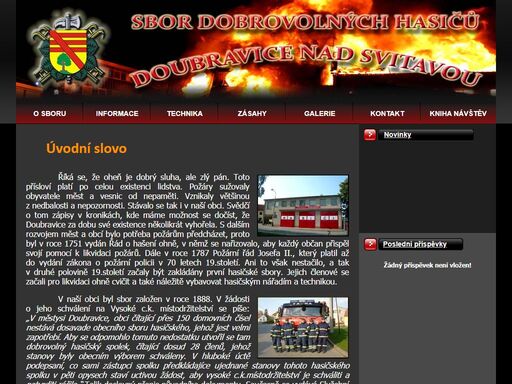 informace, zásahy, soutěže a akce sboru dobrovolných hasičů z doubravice nad svitavou