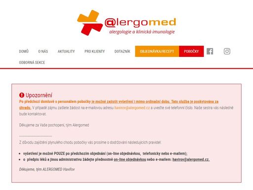 ordinace s odbornou specializací na alergologii a klinickou imunologii v havířově. alergologické, spirometrické a imunologické vyšetření, kožní testy.