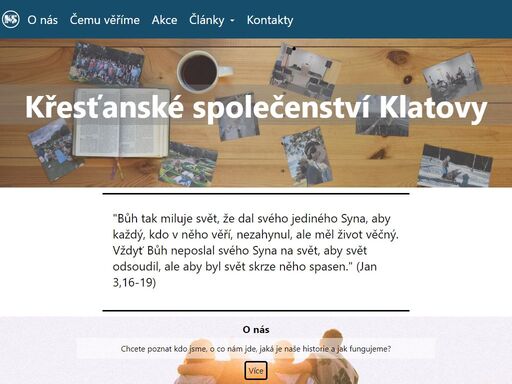 křesťanské společenství klatovy, o nás, kontakt 725 677 135, akce, čemu věříme?, co znamená být
křesťanem? proč věřit v boha a jak začít? jak probíhá naše bohoslužba.