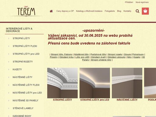 prodáváme fasádní a interiérové dekorační lišt, lišty pro led, podlahové lišty