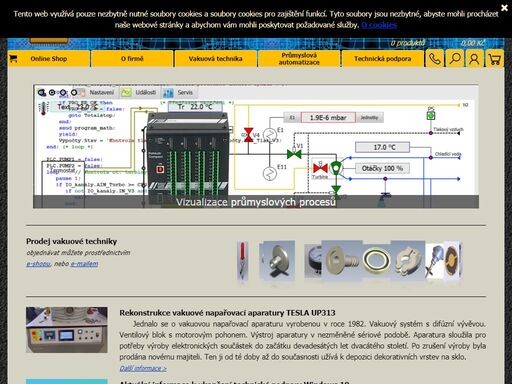 hlavní stránka konstrukční kanceláře vakuotechnika.cz