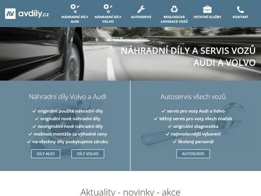 specialista na náhradní díly pro vozy audi a volvo. servis vozů, diagnostika a opravy.