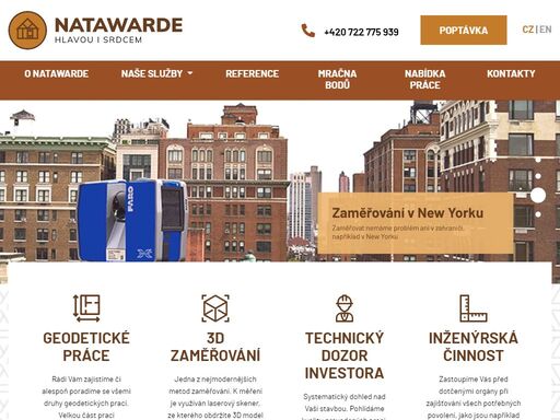 firma natawarde s.r.o. se zabývá službami v oborech stavební inženýrství, stavebnictví a 3d zaměřování. 