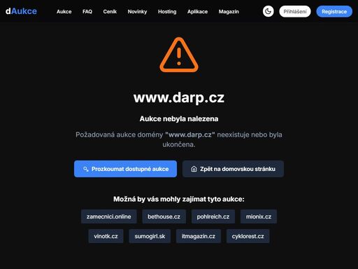 podívejte se na aukci domény www.darp.cz a zjistíte částku, za kterou si jí můžete kouput v aukci na webu www.daukce.cz.
