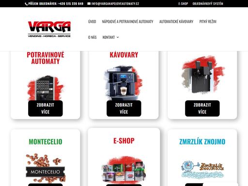 firma varga se zabývá prodejem, pronájmem a provozem nápojových, cigaretových automatů, výdejníků vody, espresso přístrojů a kávovarů.