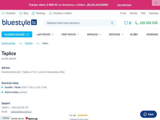 navštivte nás na pobočce v teplicích nebo si vyberte zájezd na webových stránkách. poleťte s ck blue style za sluníčkem. pomůžeme vám s výběrem.