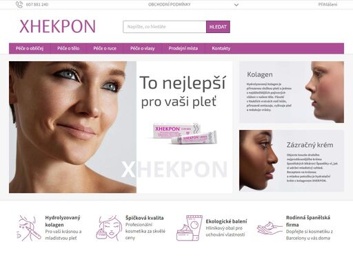 vítejte v našem obchodě. věříme v kvalitní a zároveň dostupnou kosmetiku pro všechny. každá žena si zaslouží mít mladistvou pleť. značka xhekpon® hydratuje, regeneruje a chrání díky hydrolyzovanému kolagenu.