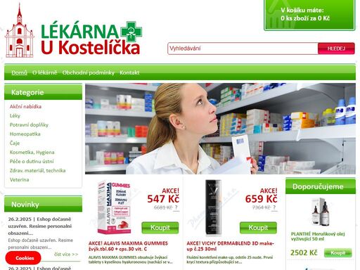 lékárna u kostelíčka .cz, www.lekarnaukostelilcka.cz - internetový obchod pro vaše zdraví. nabídka více než 15000 produktů s informacemi pro váš správný výběr.